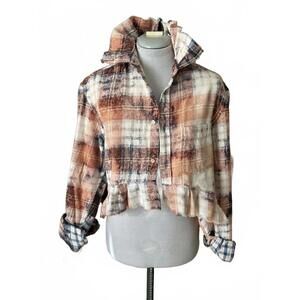 Upcycled Cropped Distressed Flannel with Ruffled Details | OOAK by Gatto ReLoved